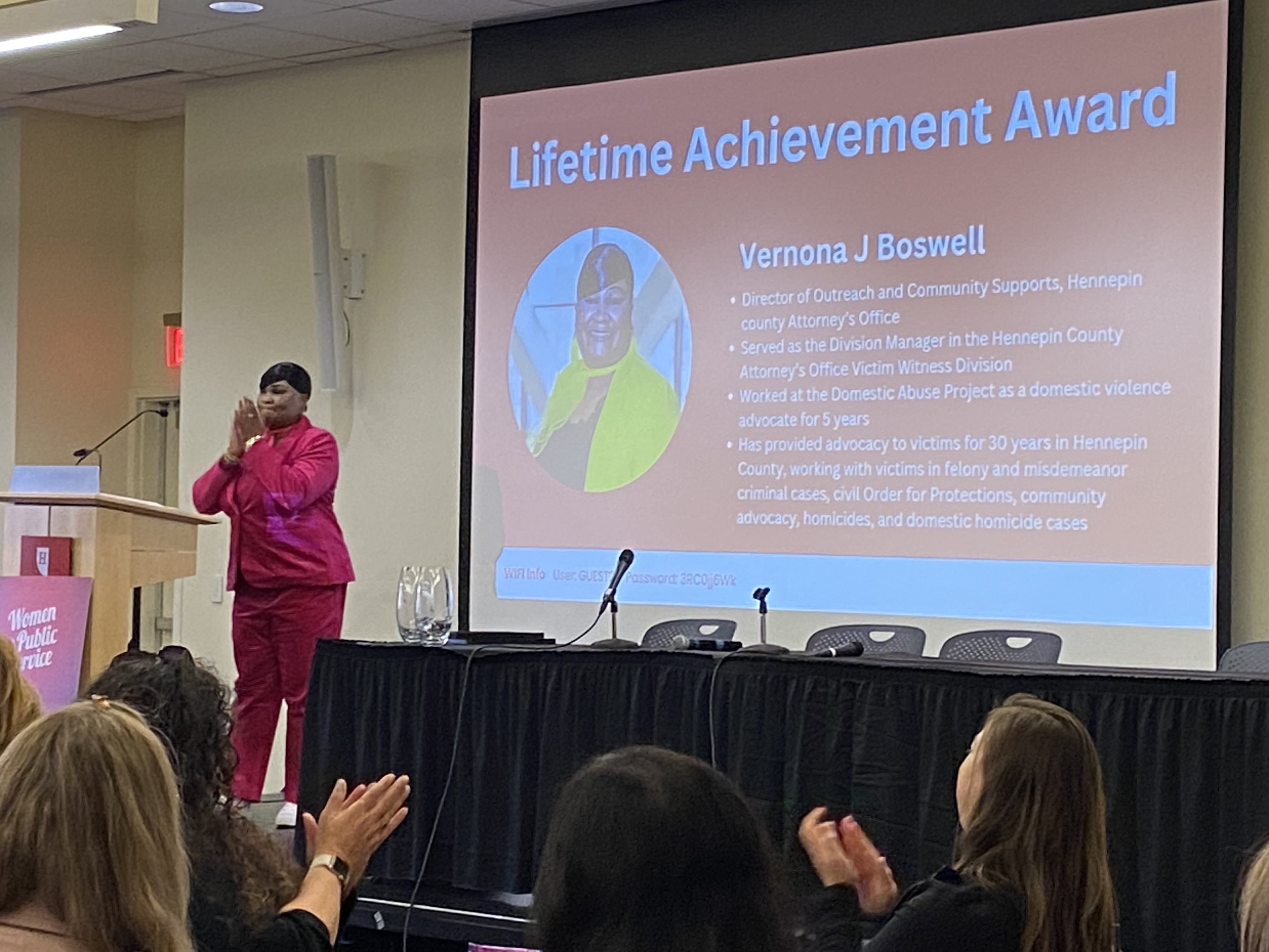 Vernona Boswell, Lifetime Achievement Award Recipient at the 2024 Women in Public Service (WIPS) Conference