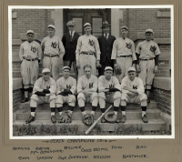 the 1916 state champion Hamline baseball team in their uniforms, with their signatures