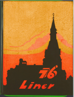 The cover of the Hamline yearbook from 1976. It features the silhouette of Old Main and says "76 Liner"