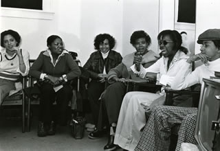 A group of unidentified Hamline PRIDE members in 1975 from the Hamline Archives