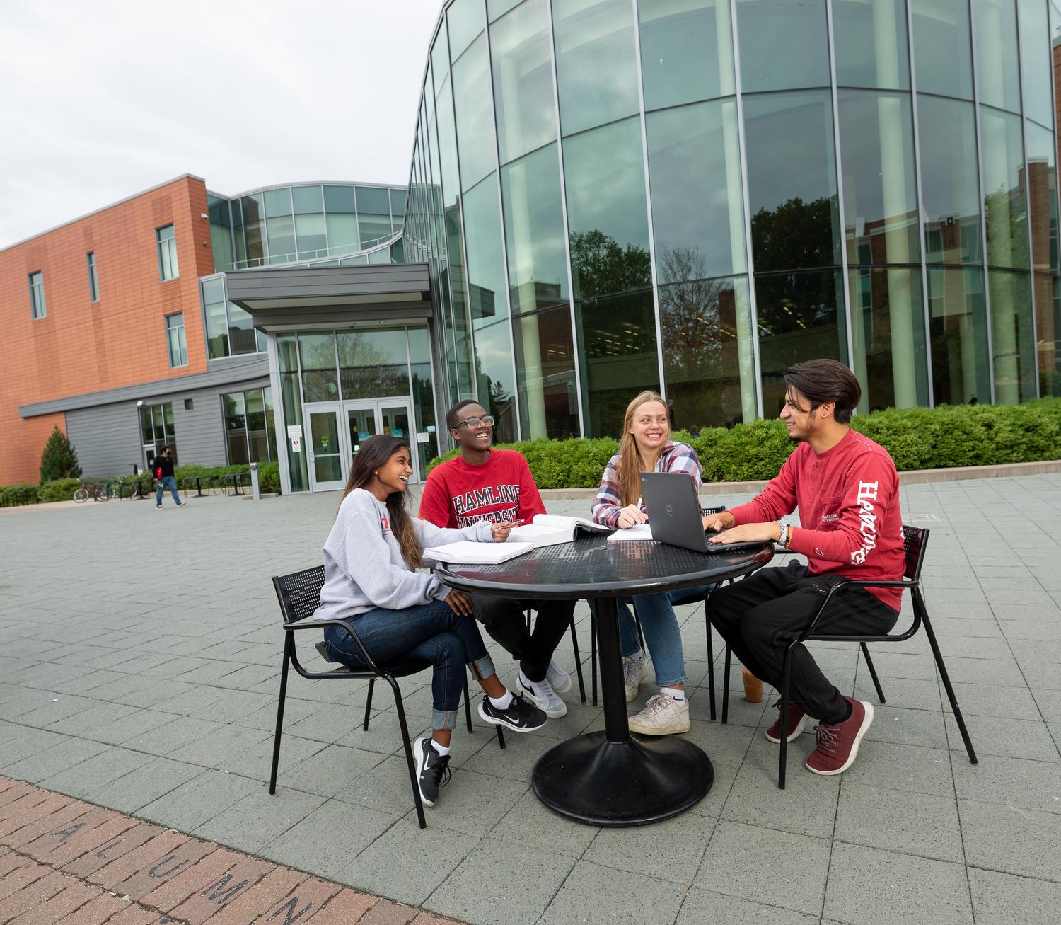 sitting outside Anderson