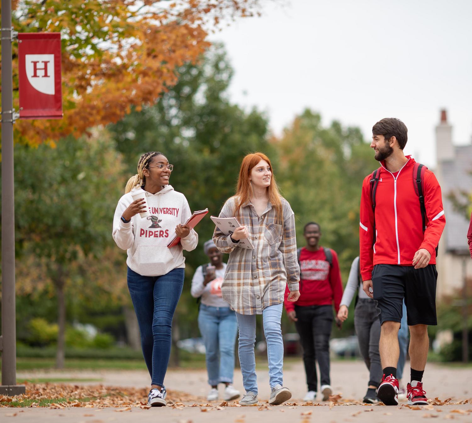 walking by Hamline flag