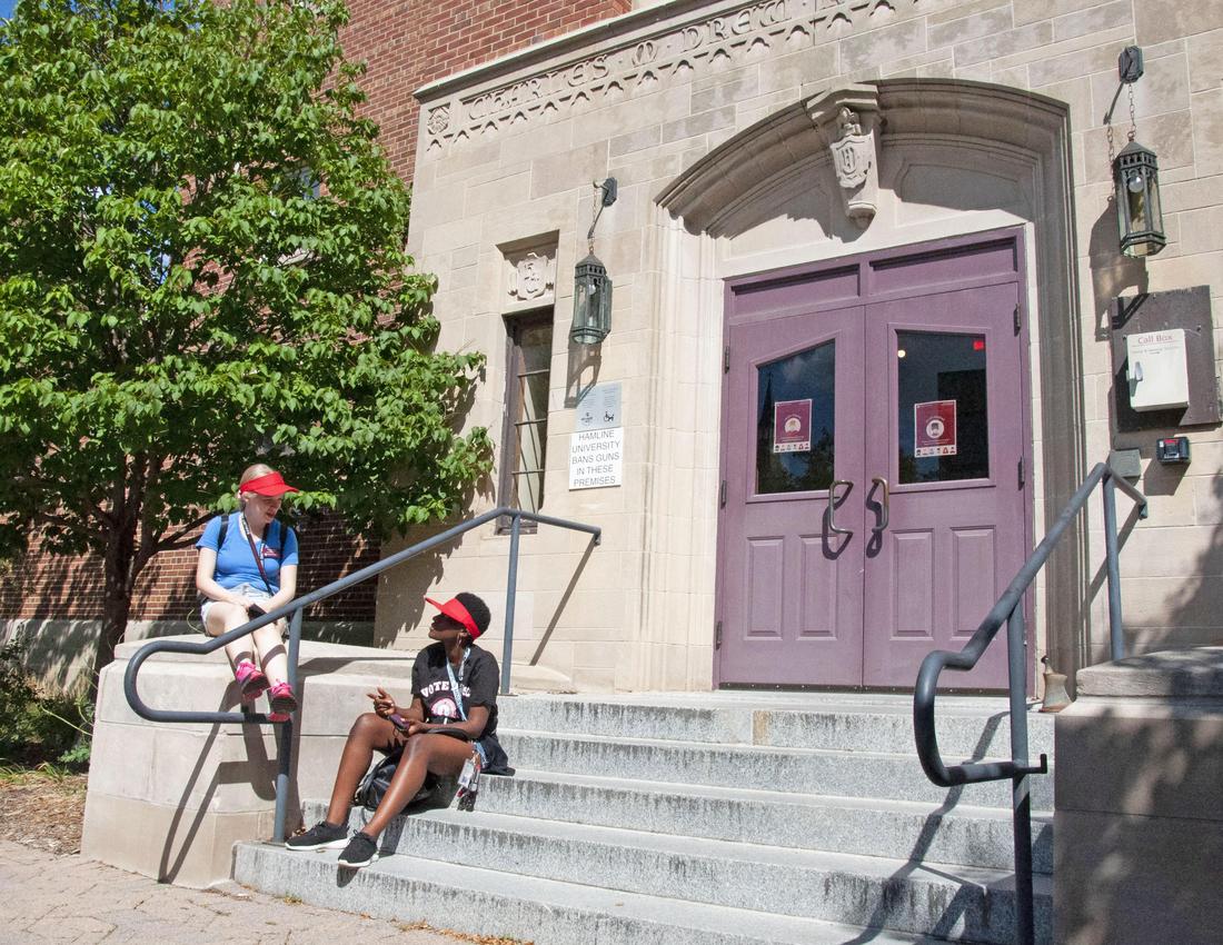 on steps of Drew Hall