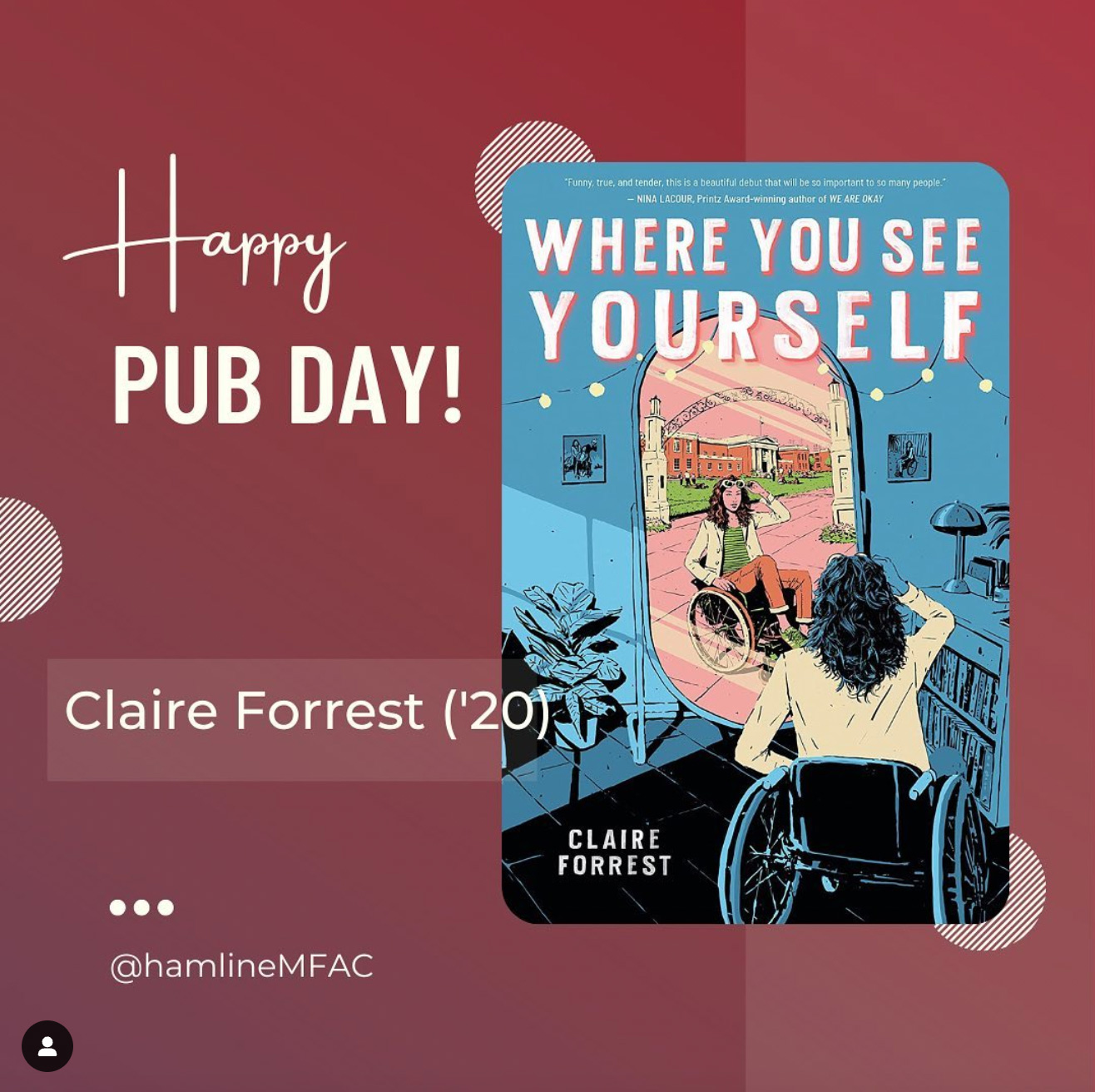 Happy publication day to &quot;Where You See Yourself,&quot; by Claire Forrest, alumni of Hamline's MFA in Writing for Children (MFAC) program