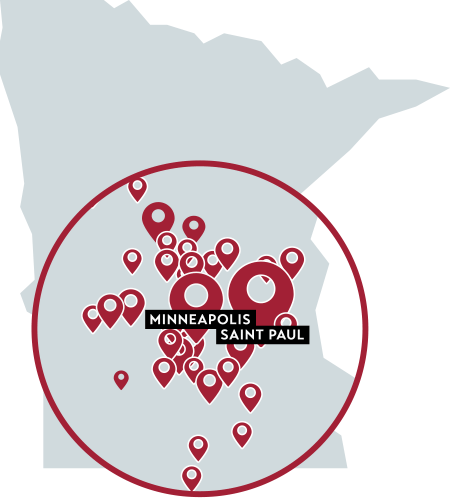 Map of where graduates of Hamline's MAT program are currently teaching