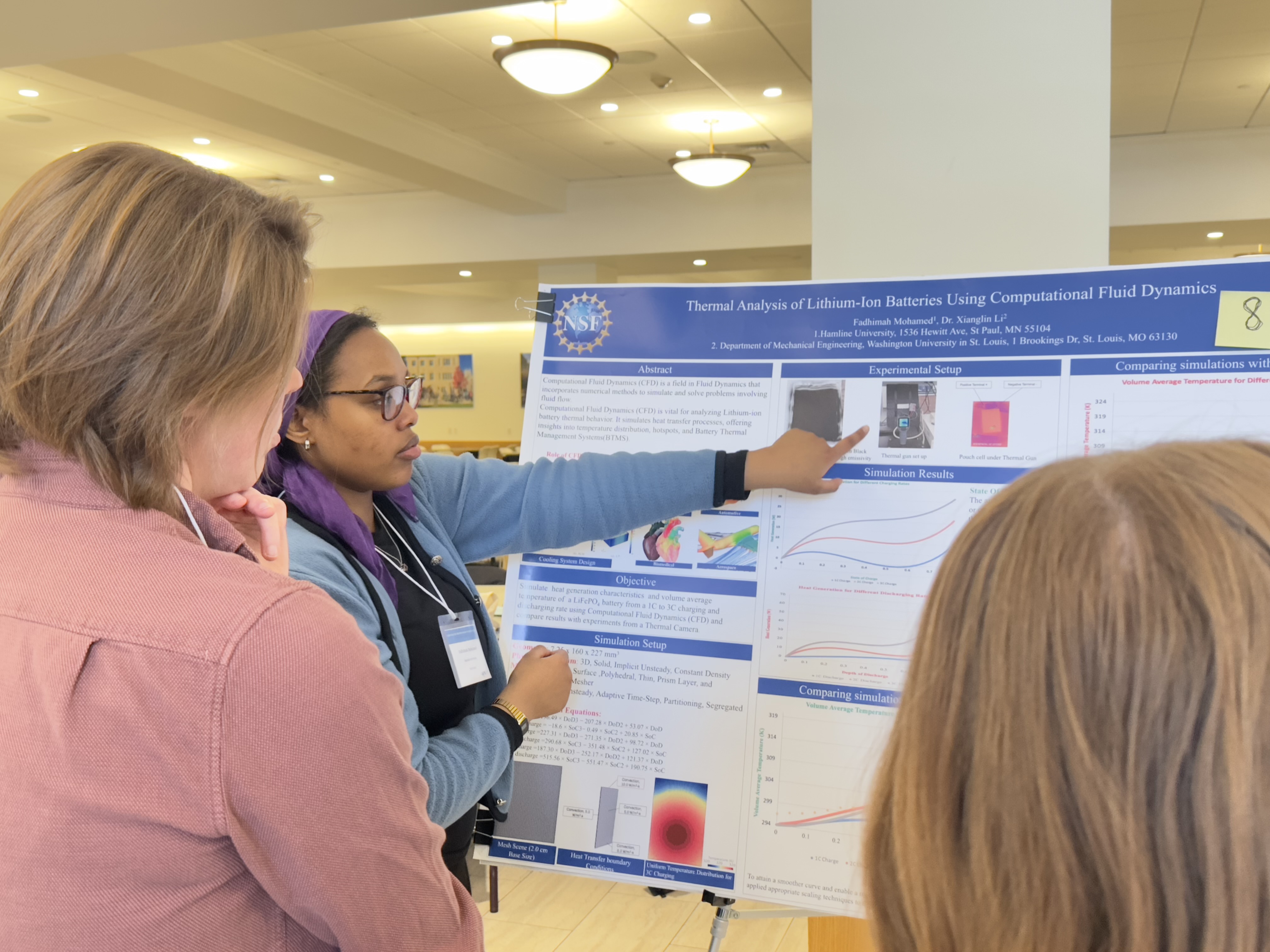Fadhimah Mohamed ’25 presenting research at the American Physical Society Conference for Women