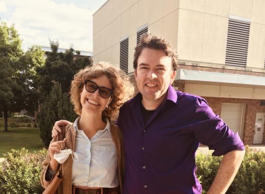 MFAC alumni Justin Minkel with MFAC faculty Elana K. Arnold