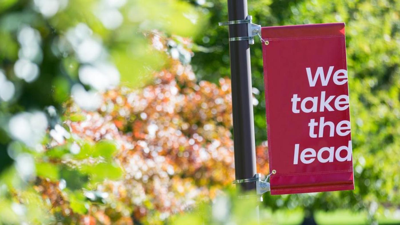 Hamline sign We take the lead 