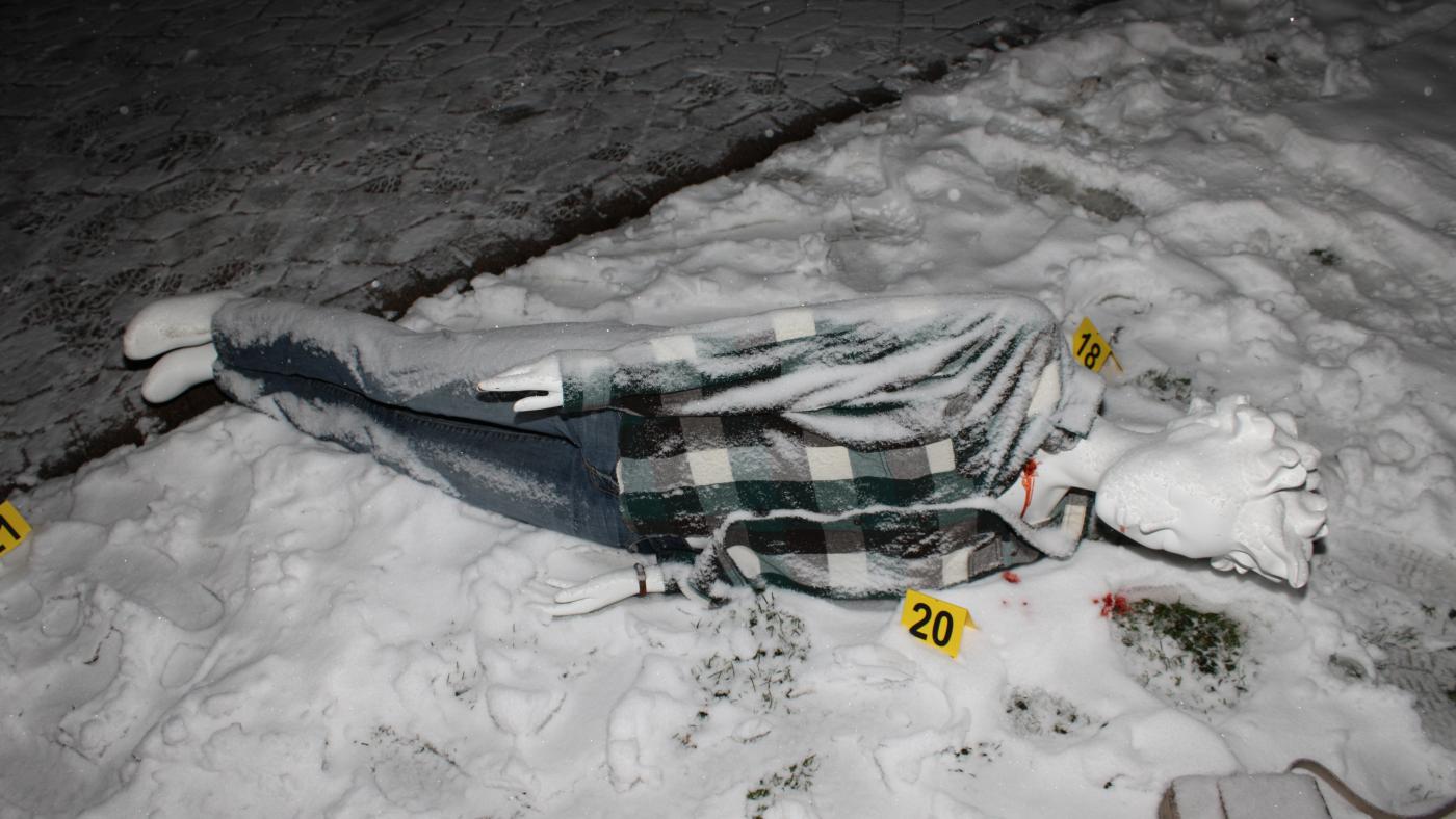 Staged Crime Scene outside Old Main