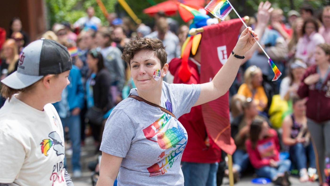 Hamline students at Pride event. LGBTQ+ students at Hamline