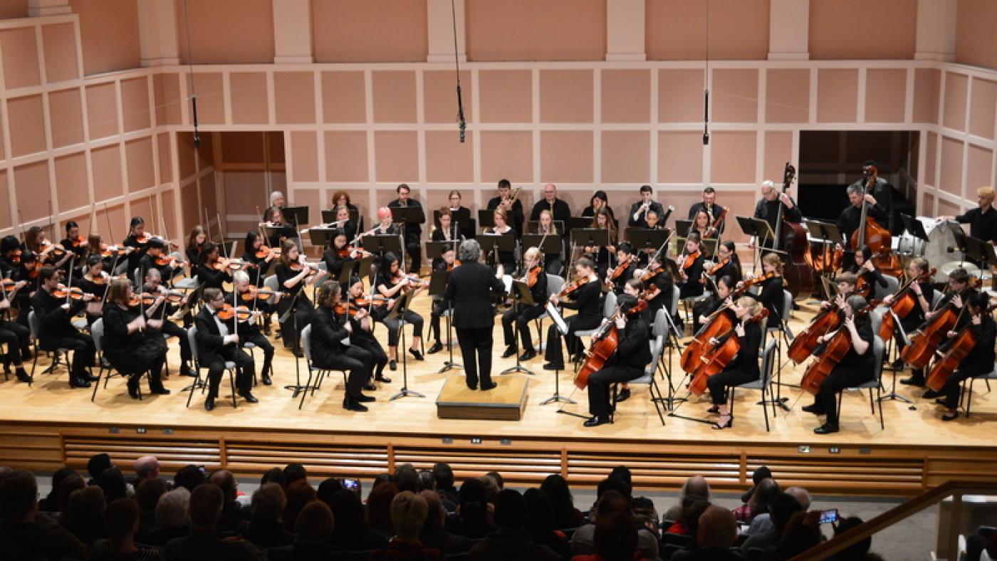 Orchestra performance at Sundin Music Hall at Hamline University