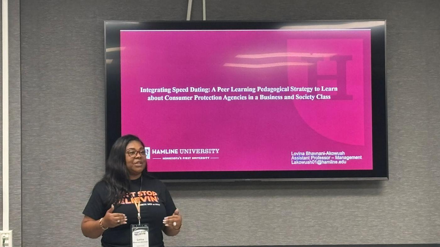Dr. Bhavnani-Akowuah presenting at the MOBTS Conference, 2025