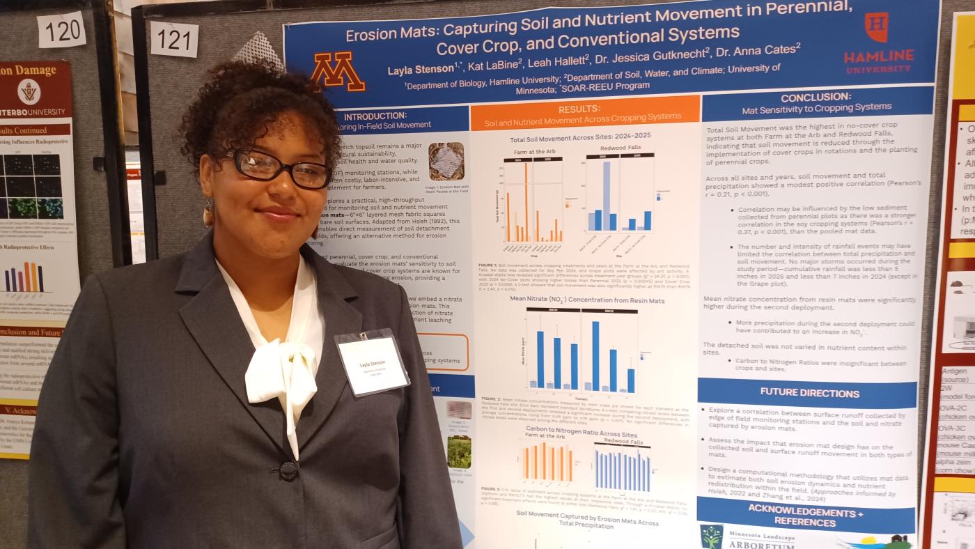 Layla Stenson presenting at U of M LSSURP/SOAR-REEU poster symposium