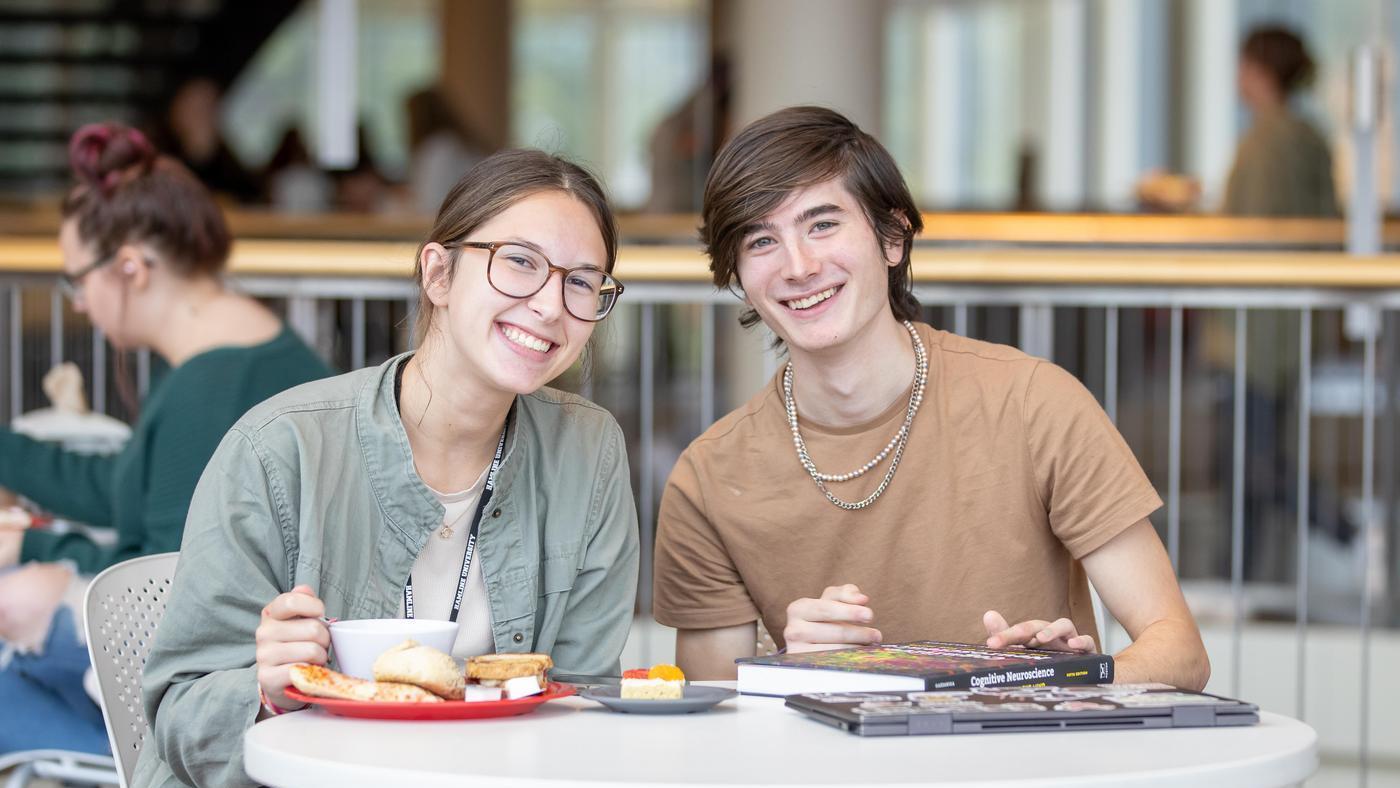 Two students dining at Piper Grill