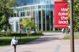 Hamline students walking from Hamline Anderson Center