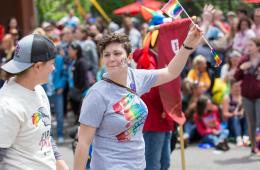 Hamline students at Pride event. LGBTQ+ students at Hamline