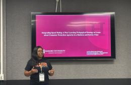 Dr. Bhavnani-Akowuah presenting at the MOBTS Conference, 2025