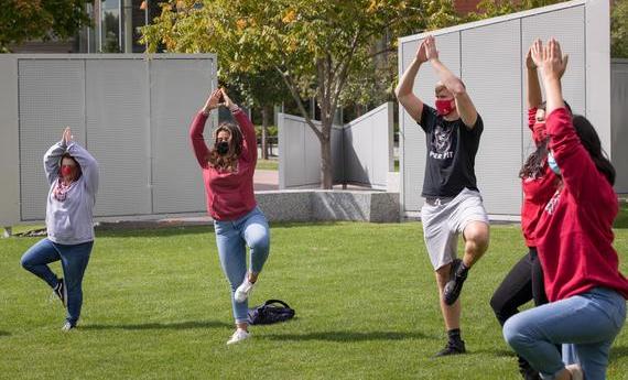 Hamline Undergraduate Students doing Yoga