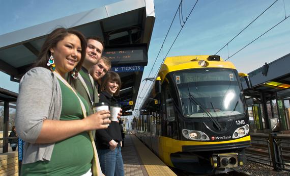 Students in front the subway