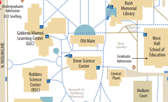 a cropped section of the Hamline campus map PDF