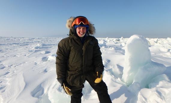 Sarah Johnson Hamline Student is in the artic, smiling 