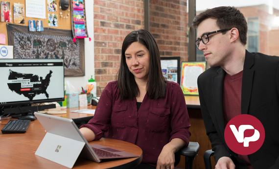 Dr. Jillian Peterson of Hamline's Violence Prevention Program Research Center, with Student Researcher Kyle