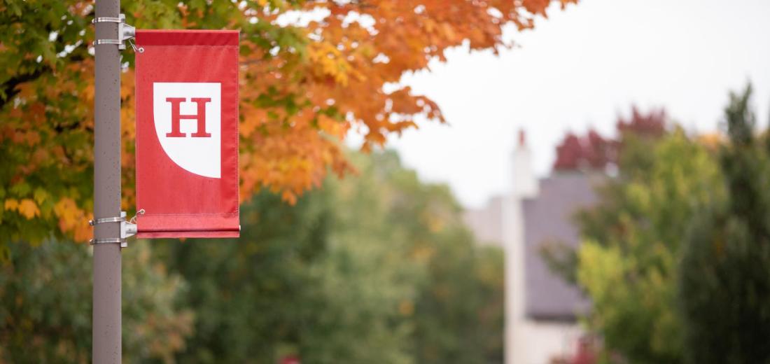 Hamline banner on post