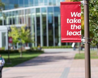 Hamline students walking from Hamline Anderson Center