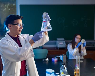 Hamline students in a lab