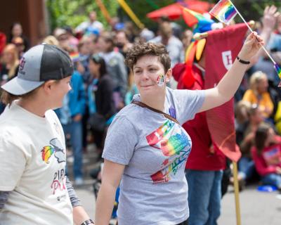 Hamline students at Pride event. LGBTQ+ students at Hamline
