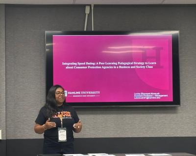 Dr. Bhavnani-Akowuah presenting at the MOBTS Conference, 2025