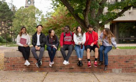 Students sitting on campus