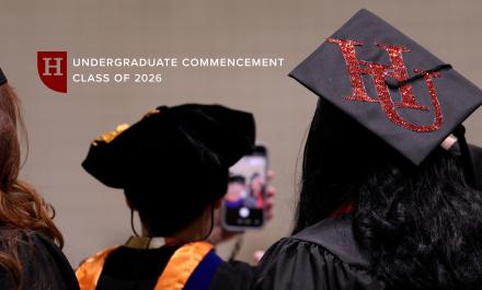 Hamline University Undergraduate Commencement, Class of 2026 -- student in mortarboard reading "HU"