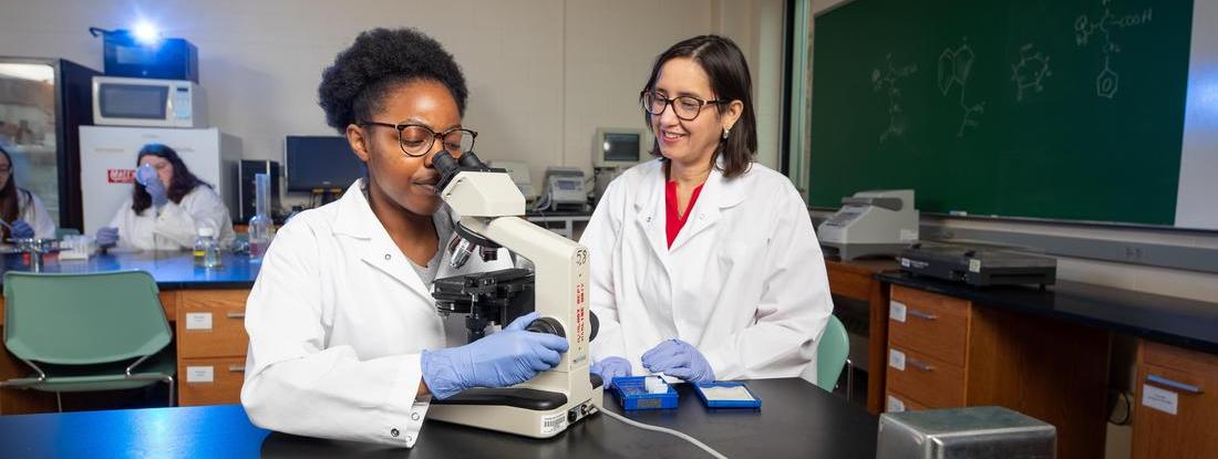 Lauryn Magwaro Hamline students with a Hamline professor on the lab
