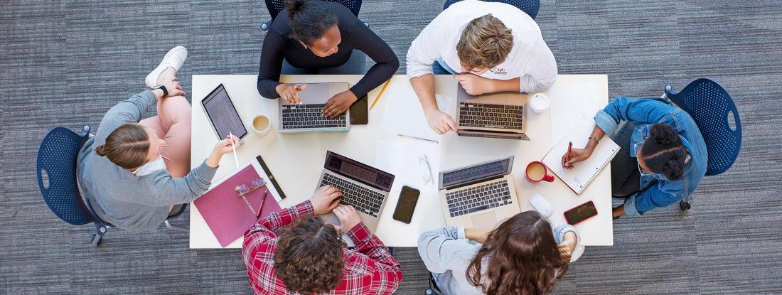 overhead photo of study group