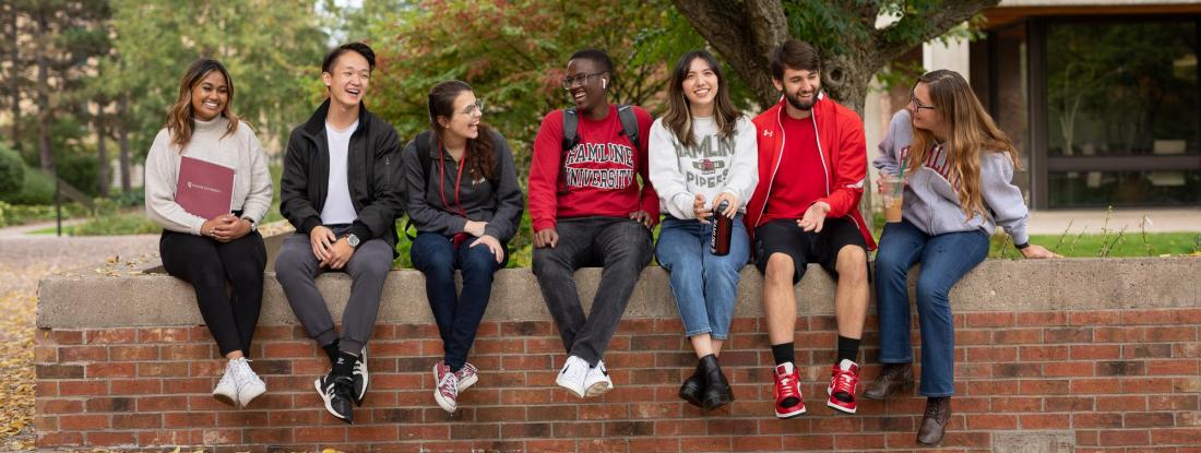 Students sitting on campus