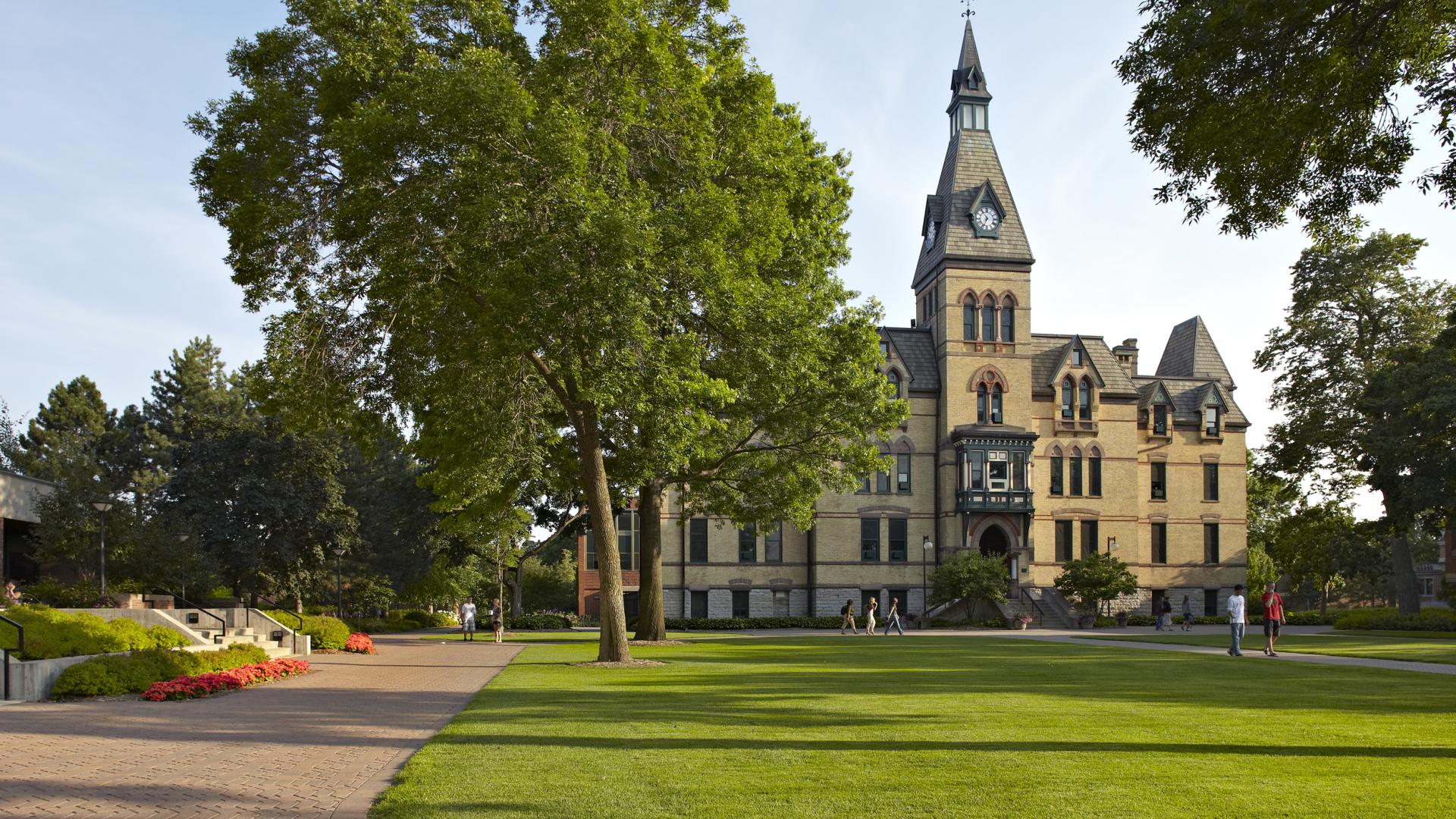 Old Main on Hamline Campus during golden hour