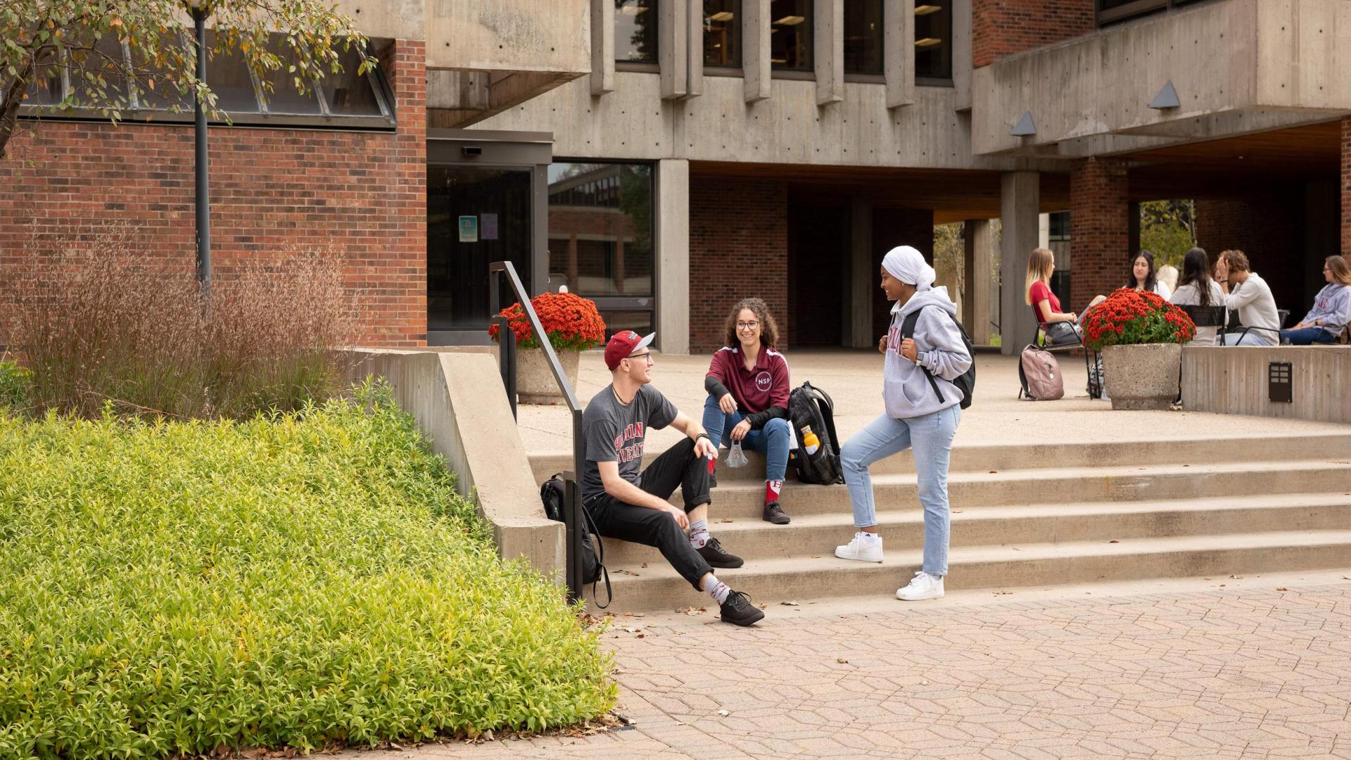 Students on Hamline campus