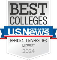 Hamline University badge for Best Regional Universities, 2024, by US News and World Report