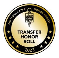 Phi Theta Kappa Honor Society Transfer Honor Roll (THR) badge, 2023