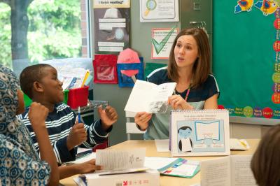 Literacy teacher with students in classroom