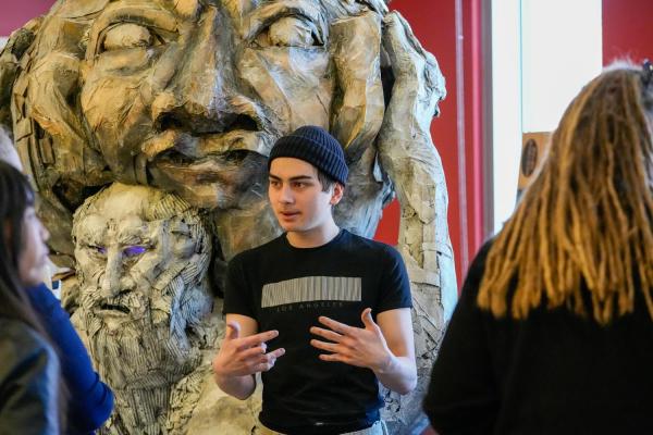 Digital and Studio Art student (sculpture) presenting work in Student Showcase
