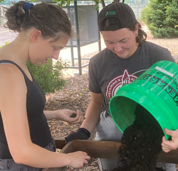 Sifting dirt at dig